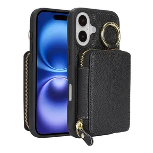 High-Quality Alligator Leather Zipper Card Holder Phone Case, Soft Touch, Compatible with Apple iPhone 17 Pro Max/16/15/14/13/12/11 Pro Max