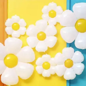 Daisy Flower Balloon, 10pcs Cute Flower Balloon, Balloon for Birthday Party Wedding Baby Shower, Party Decoration Supplies, Balloon Set