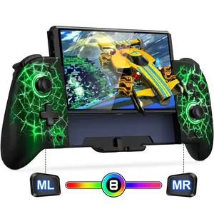Hall Effect Joystick Switch-Controller for Nintendo Switch/OLED,One-Piece-Joypad-Controller Replacement for Wireless Switch Joycon Controller with 9 Color Lights, Ergonomic Handheld Mode/Programmable