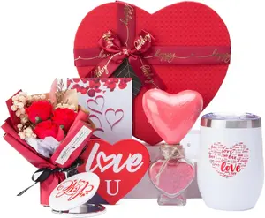 Gifts Box for Girlfriend Wife Lover Valentine's Day Gifts for Women Heart-shaped Red Rose Love Gift Basket Love You Present Wedding & Engagement Anniversary Romantic Birthday Gifts for Women