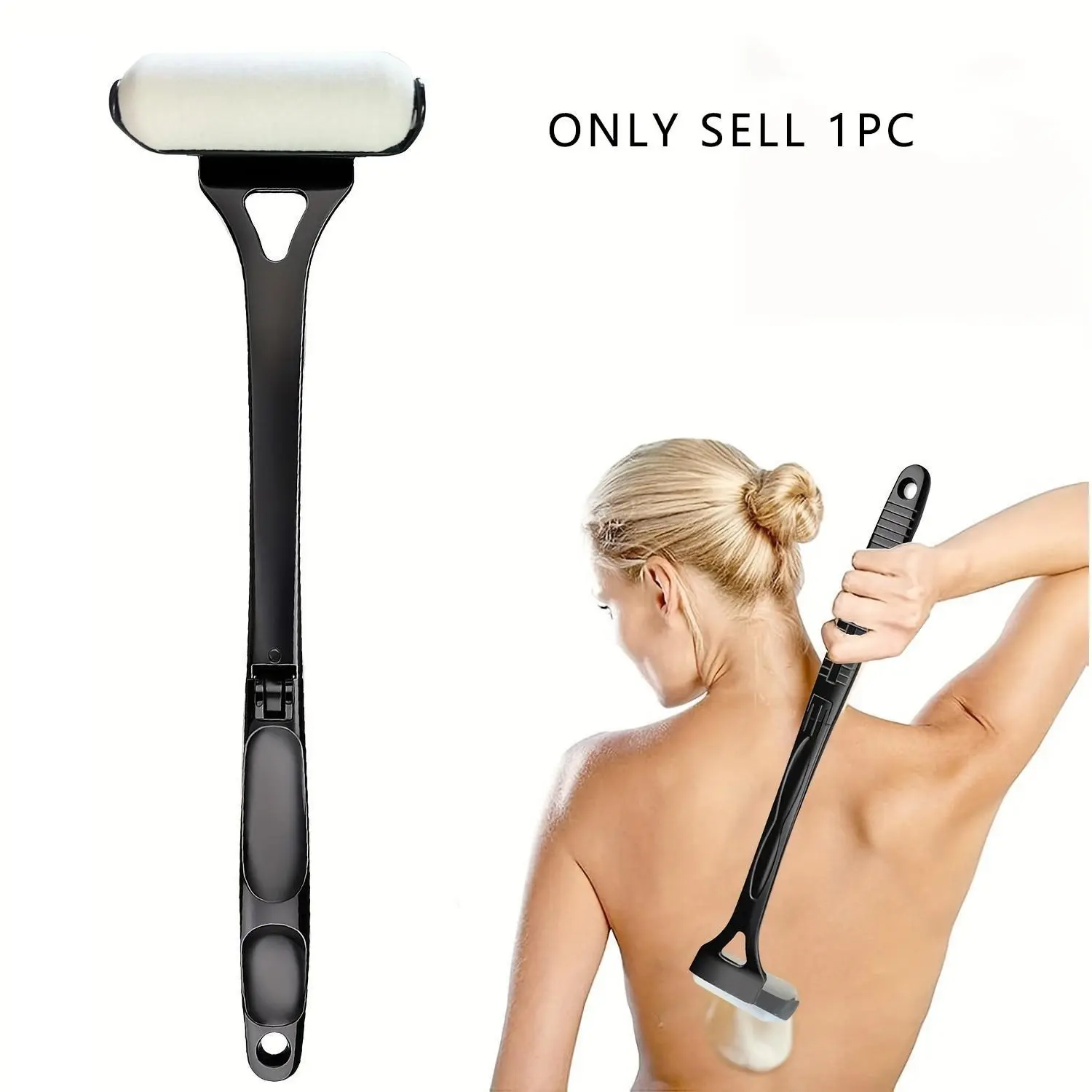New Long-Handled Applicator with a Foldable Roller Design, Portable Body Care Tool, Ideal for Applying Body Lotion, Sunscreen, Body Brush for Showering, Body Back Scrubber, Bath Scrubber for Body, Multifunctional Brush, Bath Accessories