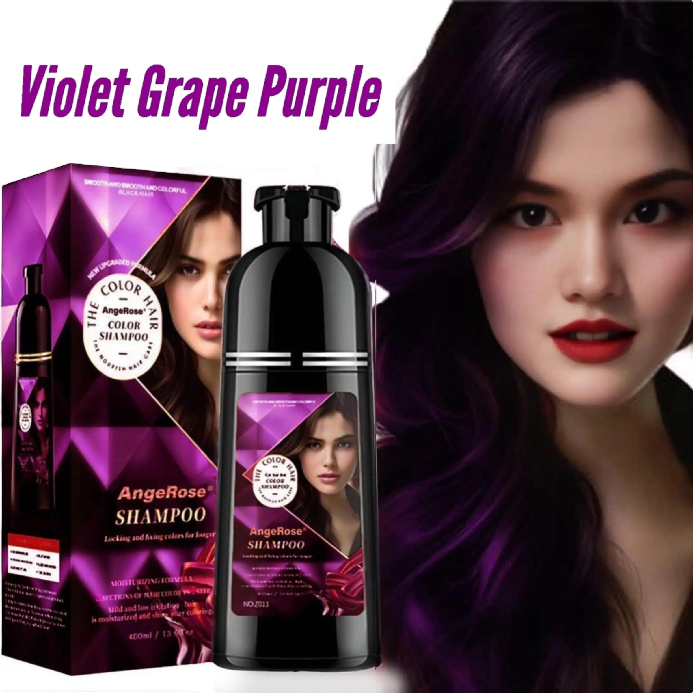 AngeRose Hair Color Shampoo | Instant Grey Coverage | Wine Red, Chestnut Brown, Natural Black, Purple | Add to Cart Buy Now | Gentle DIY Hair Dye + Salon-Grade Care in One Bowl