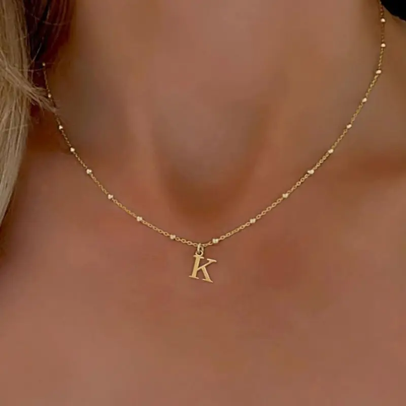 Women's Letter Pendant Necklace Dainty Minimalist Costume Jewelry for Party Daily Wear Gift