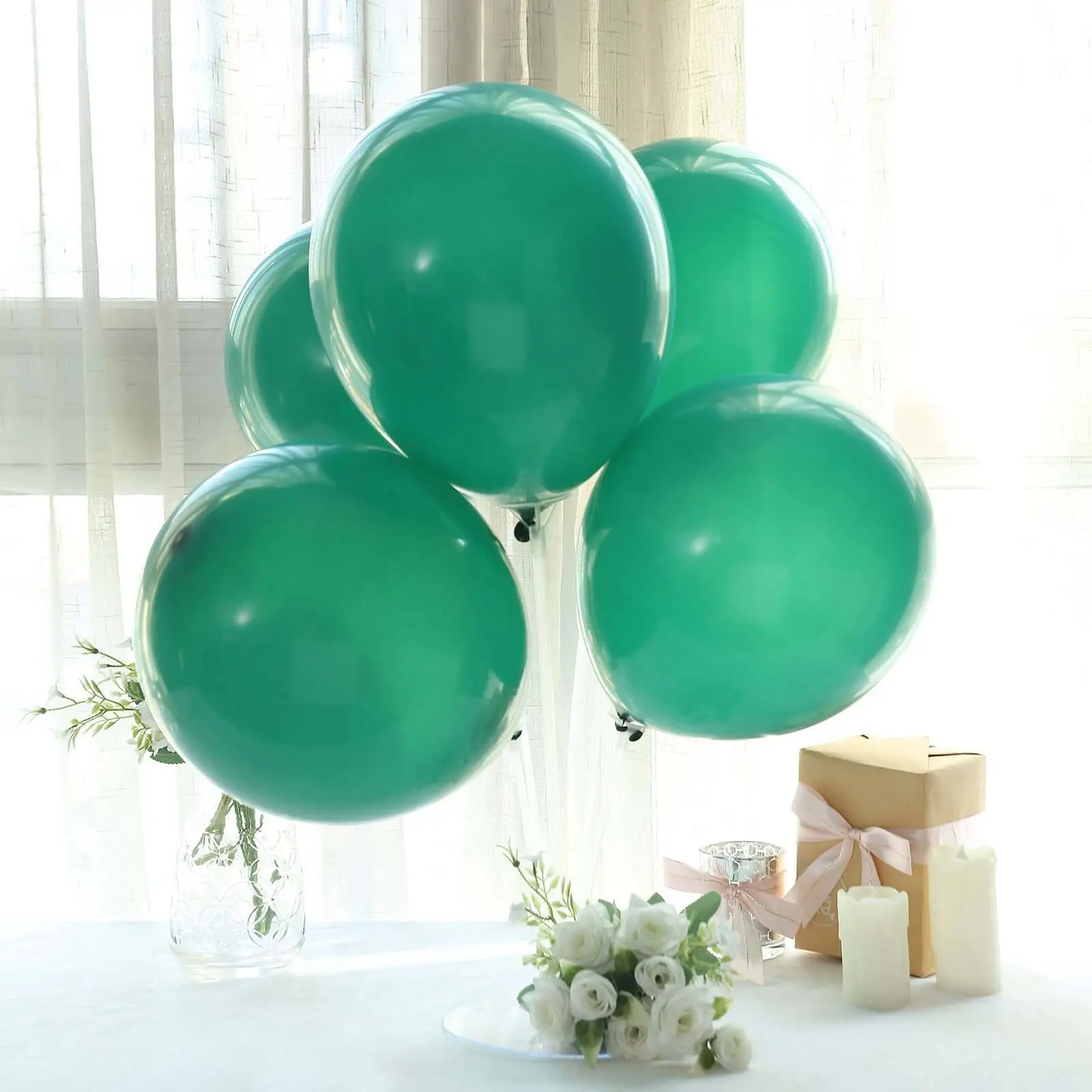 25 Pack 12 in Matte Pastel Hunter Emerald Green Helium Air Latex Party Balloons for Ceiling Decoration, Balloon Decor, Birthday Decor, Hanging Decor