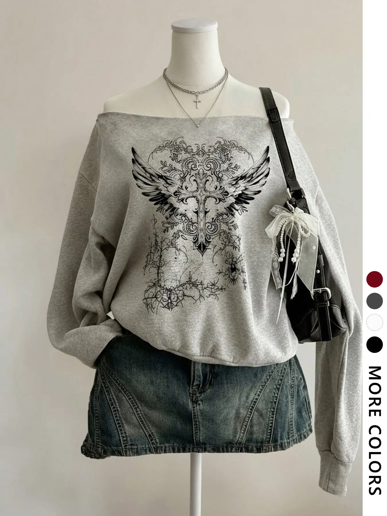 Women's Y2K Style Long Sleeve Sweater Tops, Casual Loose‑Shoulder Design, Comfortable Fall & Winter Wear, Graphic Print Pullover