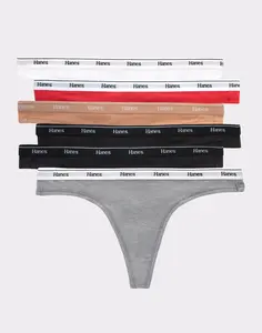 Hanes Originals Women's Thong Underwear Breathable Stretch Cotton 6-pack Multi Pack Comfortable Fit Soft Fabric Oc46as Matching Basic