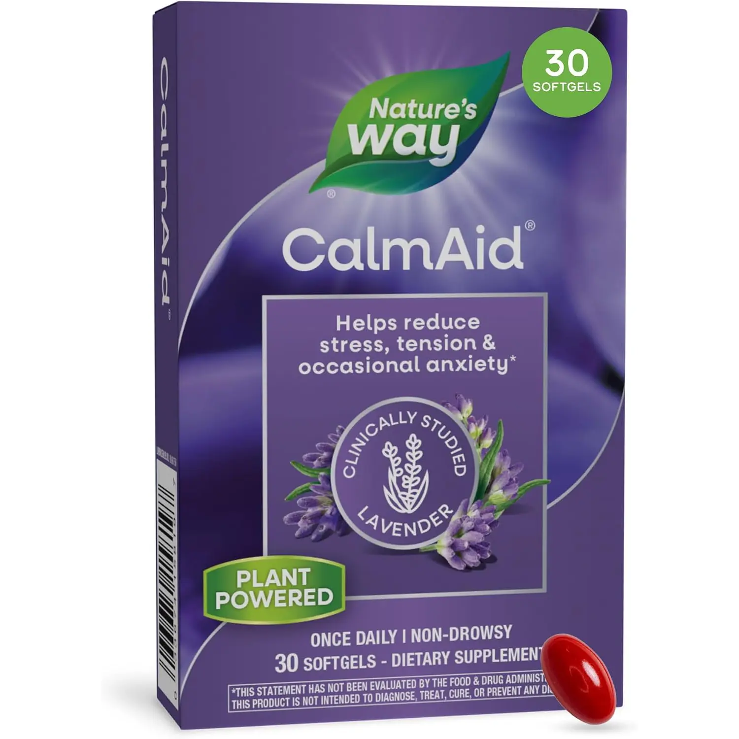 CalmAid Lavender Oil Supplement with Clinically Studied Silexan for Calm and Stress Support Non Drowsy Daily Softgels 30 Count