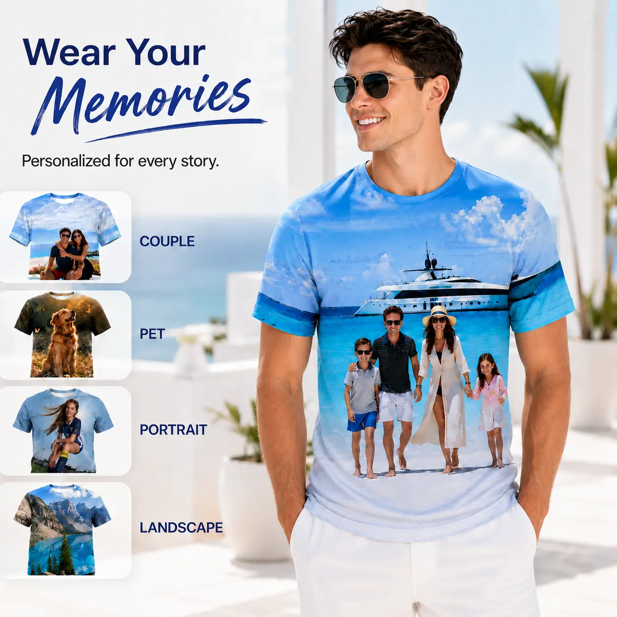 Custom All Over Print 3D T-Shirt, Personalized Photo Shirt, Upload Any Image, Family Couple Pet Portrait Landscape Tee, Soft Lightweight Gift Shirt for Men & Women