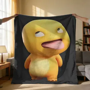Nailong Emoji Print Flannel Blanket, High-Quality Soft Fabric, Cute and Funny Design, Perfect Home Decor Gift for Young Friends tiktokshopspringglowup
