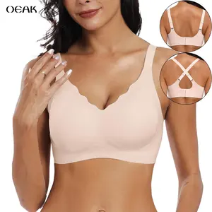 OEAK Women Seamless Soft Jelly Bra Push-Up Bralette Wireless No Underwire Comfort Full Coverage Everyday Bra