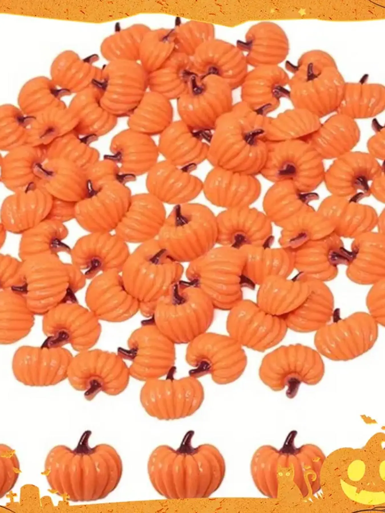 50pcs Autumn Pumpkin Flatback Resin Charms, Simulated Half Pumpkin, Pumpkin Slime Charms, Fall Theme Resin Embellishments, Thanksgiving Halloween Resin Cabochons Decoration Accessories, Handmade DIY Accessories, Beading Supplies