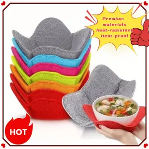 5 Heat-Resistant Microwave Bowl Mats, Durable Microfiber Insulation Cover, Non-Food Contact, Anti-Slip Support, Safe Heating Tray, Vibrant Colors, Kitchen Decorative Placemat