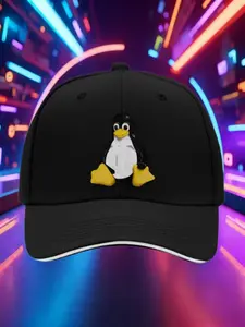 Linux system mascot: Penguin Tux. Suitable for outdoor sports, men's and women's hats, fishing sun hats, trucker hats, and holiday party gifts.