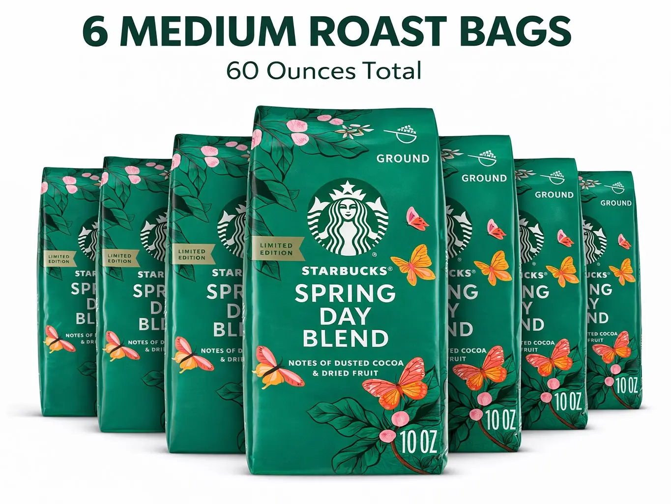 Starbucks Spring Day Blend – Roast & Ground 10oz (6 Bags)