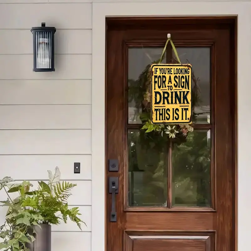 1pc Retro Classical Metal Drinking Tips Sign - 12x8in Sturdy Flat 2D Rustic Iron Waterproof Wall Decor Plaque, HD Print Playful Typography Funny Quotes, Bar Decor, 1-piece Holiday Decoration Gift for Humor Fans, Room Accessories