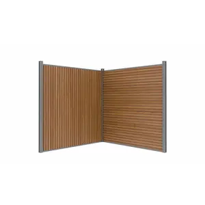 All Weather WPC Composite 3D Fence Slat Panels Textured Weathered Teak Wood Grain, Waterproof UV-Resistant Decorative Wall Cladding, Durable Outdoor Privacy Wall System for Garden, Patio, Exterior Decor
