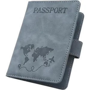 -Passport Cover-Passport Holder Travel Wallet-RFID Blocking Passport Case Travel Accessories Card Holder Wallet Unisex Travel Gifts(Grey)