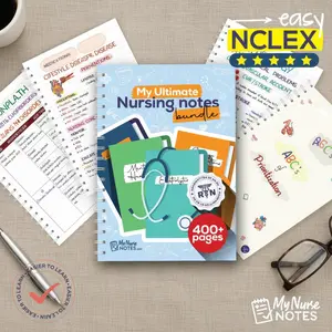 Nursing Notes Bundle 400+ Pages – Hard Copy Spiral Notebook, Handwritten Study Guide for Med Surg, Pharmacology, Nursing School