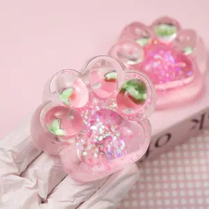 【2025 New】MOBECK Handmade Taba Squishy Big Cat Paw Silicone Squeeze Toys for Stress Relief 2.76 Inch Large Size Cat Paw Giant Paw Squishy Fidget Toys for Anxiety&Relaxation|Desk Accessory for Adults (Strawberry)