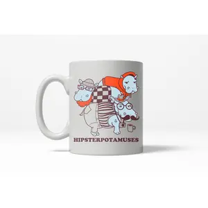 Hipsterpotamus Funny Hipster Hippos Ceramic Coffee Drinking Mug  - 11oz Funny Coffee Mugs Ceramic Printed Drinkware Cup