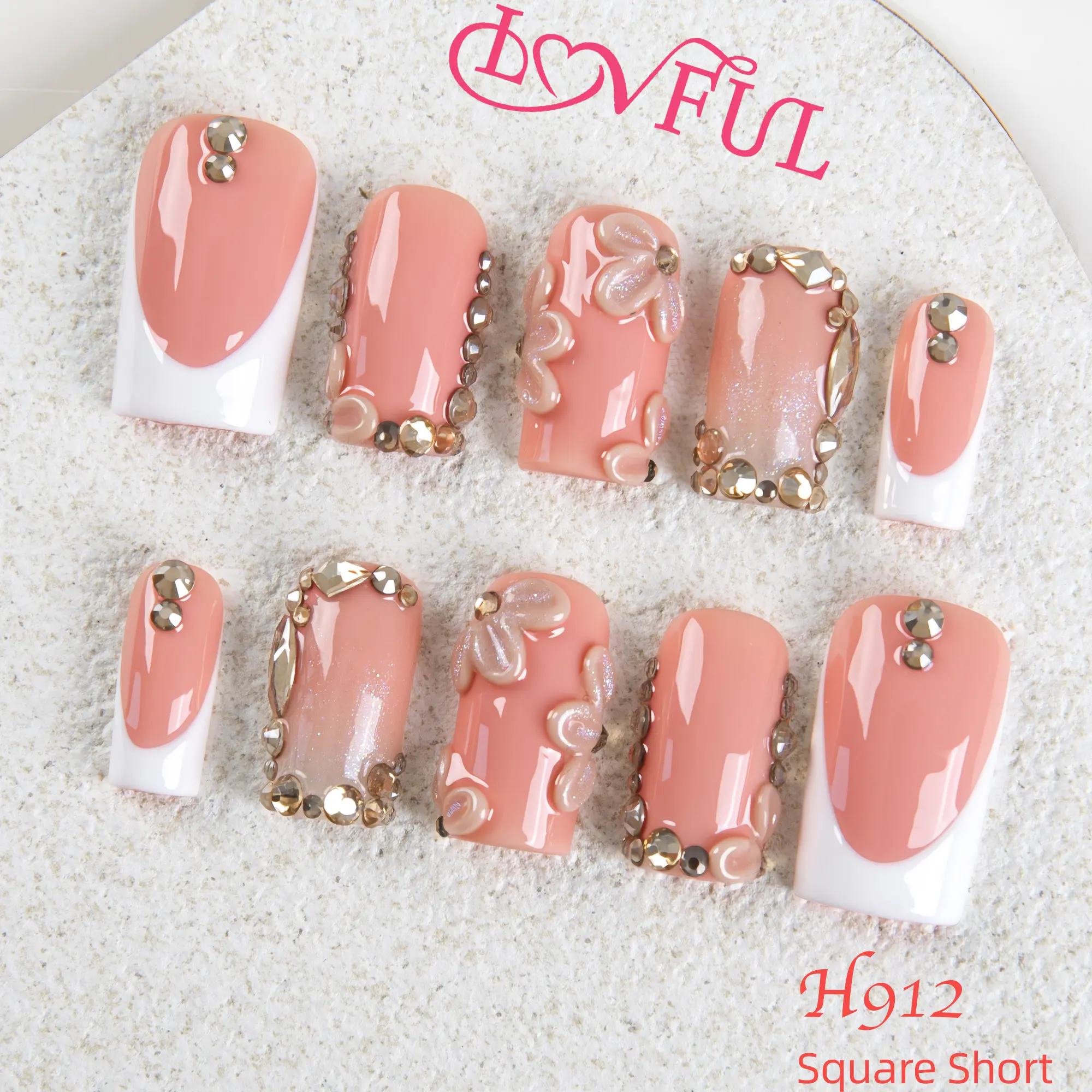 Lovful Square Regular Length 1" Inimitable Handmade Acrylic Press-On Nails for Art Designs | 10PCS Reusable,Salon Quality,Link1 H12-H280 #DealsForYouDays