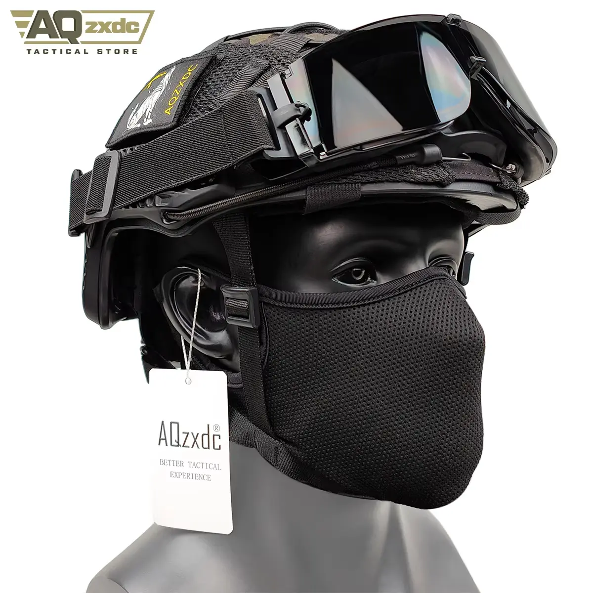 AQzxdc Tactical Goggles Set with Helmet Gear Tactical Mask and Visor, PJ Type Tactical Helmet Cover for CS War Game