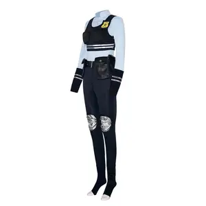 Men's Officer Zootopia Bunny Cosplay Bodysuit - Unisex Menswear Costume with Cap, Matching Belt, Zipper, Fur Fabric, Heart Accent, Breathable Stretchy Style for Halloween, Anime Conventions