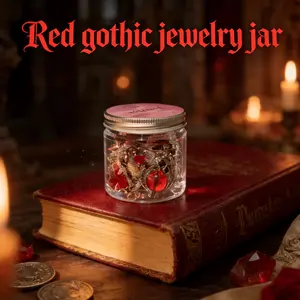 Jollyhit【  Mini Red Themed】 Gothic Mystery Jewelry Jar 15PCS Costume spooky Jewelry set Perfect gift for Women daily gift