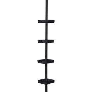 4 tier tensions corner shower caddy shelves adjustable bathroom organizer bathtub and shower stall holds large bottles soap shampoo washcloths matte black