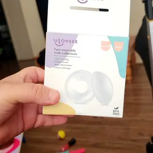 2-Pack Wearable Leakproof Mummy Nursing Pads, Removable Breast Pads with Portable Reusable Breast Milk Collector and Simple Suction Pump Adapter, Breastfeeding Pads