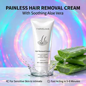 FARVELOUS Magic Hair Eraser Cream - 5 Min Fast Removal with Soothing Aloe - Smooth Skin for Body & Intimate Zones Aloevera Sensitive waxing at home kit waxing kit