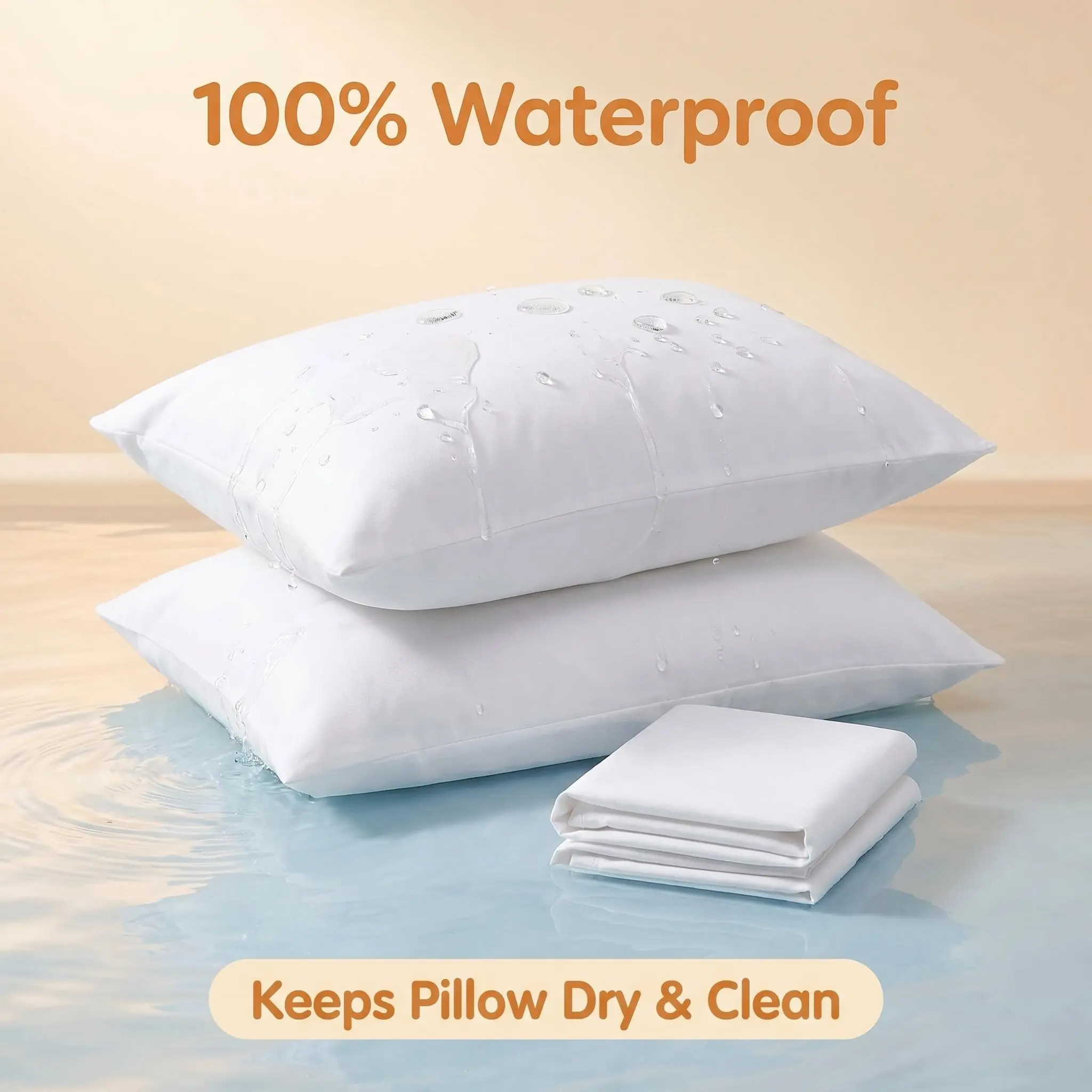 [ Summer Sale Deals ]Noiseless & Liquid Proof Pillow Protectors 4 Pack | NTBAY Soft Jersey Waterproof Pillowcases, 360° Stain Enclosure Shells with Hidden Zipper, Pure White (Set of 4)