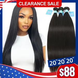【CLEARANCE SALE】MORE FACE Straight Human Hair Bundles Virgin Hair Extension Brazilian Hair Weave Bundles Natural Color
