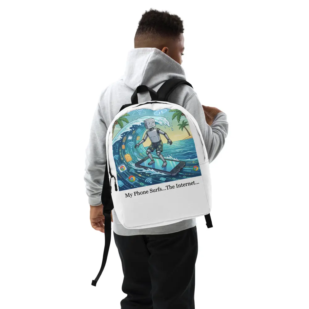 "My Phone Surfs" Amusing, Fun Designed BackPack