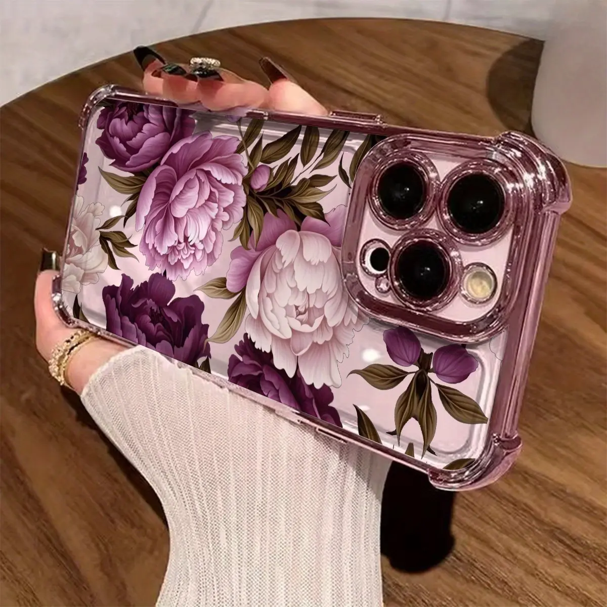 Purple Peony  Full Coverage Shockproof Phone cases Case Compatible with iPhone 17 Air 16 15 14 13 12 11 Pro Max Plus xs max Featuring Strengthened Four Corners Soft Back for Drop Protection 2D printing