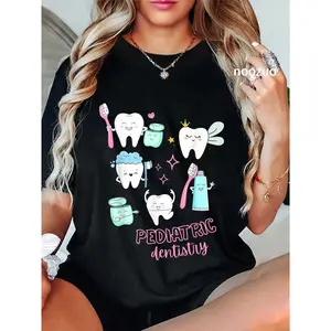 100% Cotton Cute Teeth Pediatric Dentistry Dental Hygienist Dental Squad T-Shirt