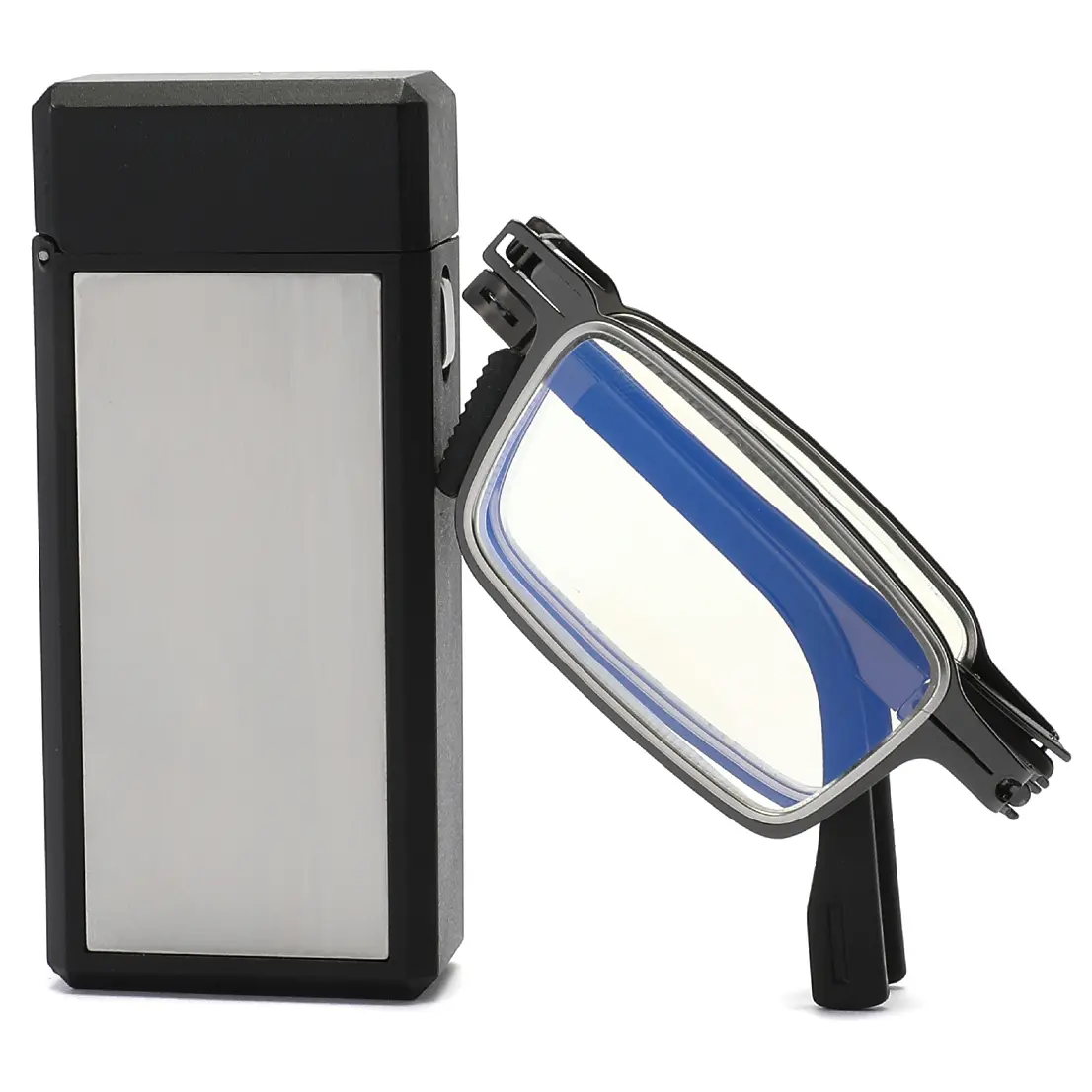Toveen Compact Folding Reading Glasses for Men, Lightweight Ultra Thin Anti Blue Ray Readers with Durable Portable Case