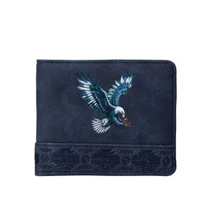 Men's Aztec Geometric Solar Soar Eagle RFID Blocking Long Wallet - PU Leather, Ultra-Thin Design, ID Window, Credit Card Slots, Zip Pocket, Business Gift