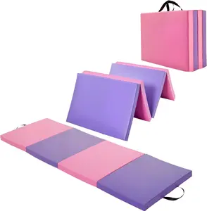 Gymnastics Mat,6x2 Ft(Four-fold) / 6.2x2.6 Ft(Five-fold) Exercise Mats, Gymnastics Tumbling Mats, Thick Portable Home Gym Floor Pad for Yoga, Pilates, Aerobics & Martial Arts Training