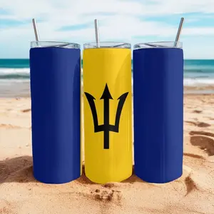 Barbados  flag tumbler, Carnival cup, Party Cup, vacation travel mug