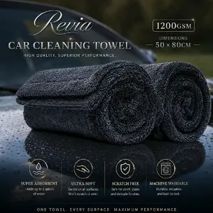 Revia Extra Thick Water Absorbent Car Cleaning Towel, 1200gsm, 50*80cm, Car Care Accessory
