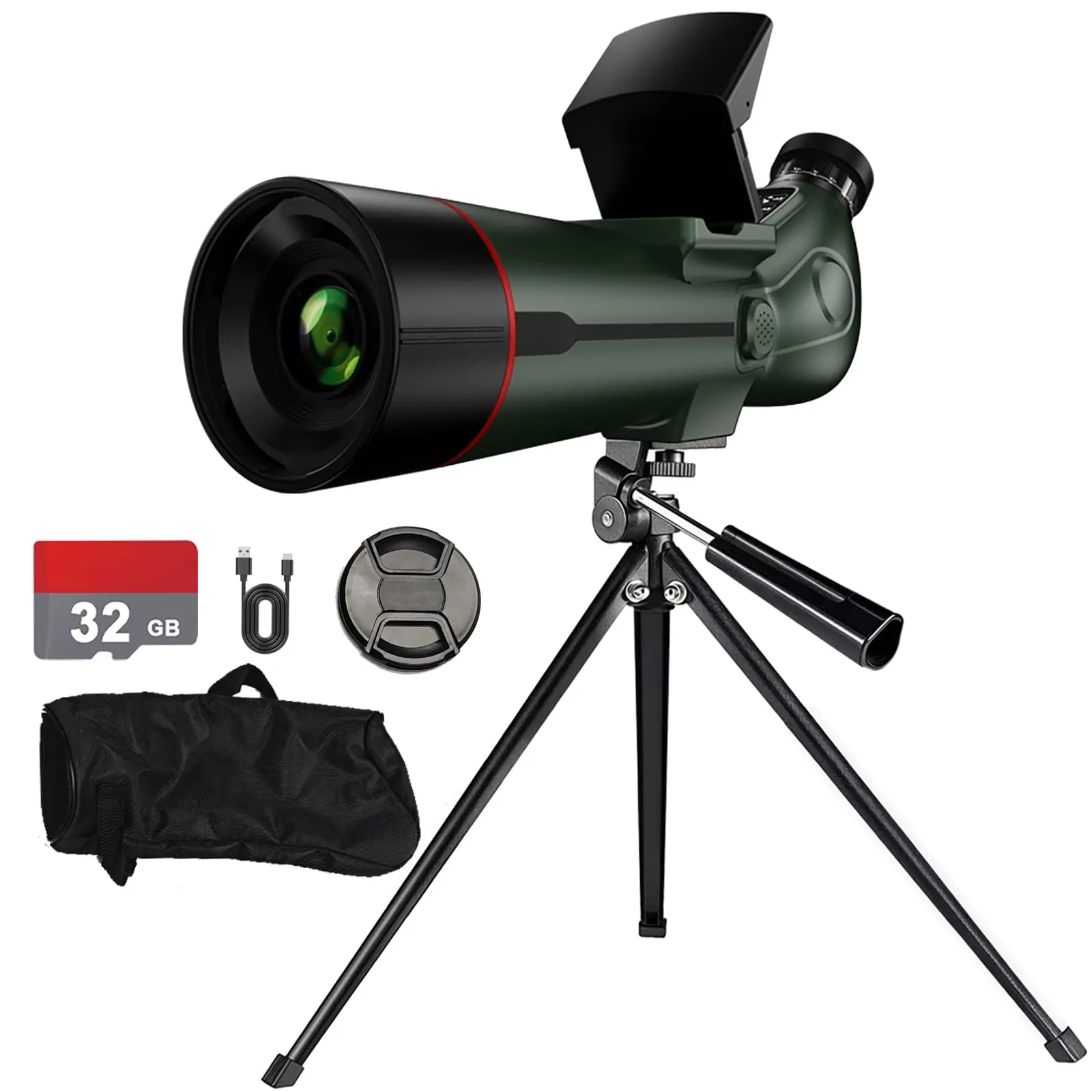 4K Digital Telescope, with Inside and Outside Dual Screens 18X Digital Zoom Built-in 4500mah Rechargeable Battery High Power Monocular for Bird Watching, Stargazing Astronomical Telescope