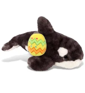 DOLLIBU Super Soft 100% Polyester Killer Whale Easter Stuffed Animal - 11.5Lx5.5Wx5H in Spring Theme Plush with Yellow Easter Egg, Dry, Personalized Gift Option for Adults