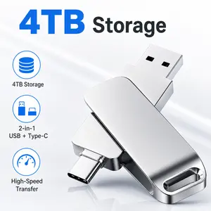 2-in-1 4TB USB Flash Drive for Phone & Laptop, USB-A & Type-C Memory Stick, Portable USB 3.2 Thumb Drive for Photos, Videos & File Storage travel essential pen flash disk