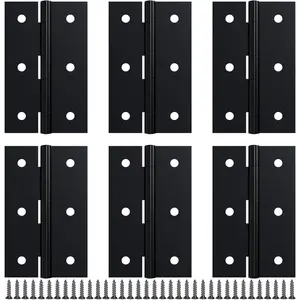 6 Pack 2.5 inch Black Door Hinges, Small Hinge Hardware for Doors, Cabinets, DIY Projects (Screws Included)