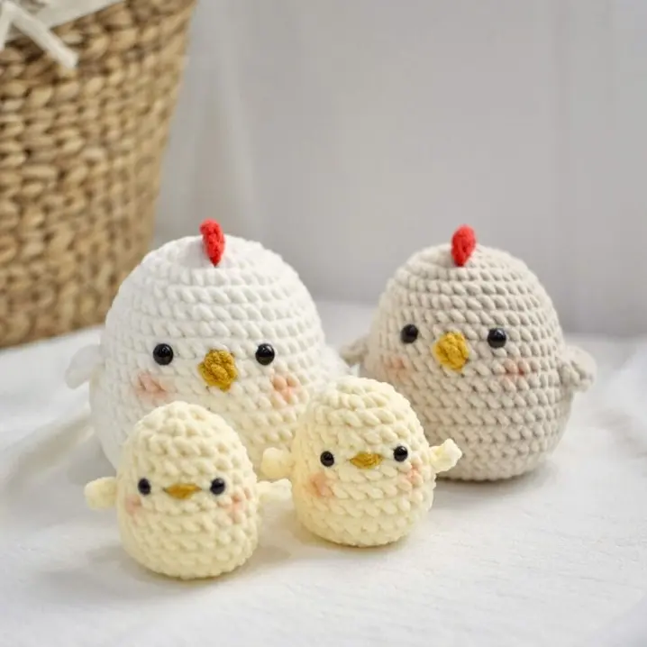 Potato Chicken Crochet Figurines, Home Decor, Handmade Gift, Family Chicken, Gift For Her