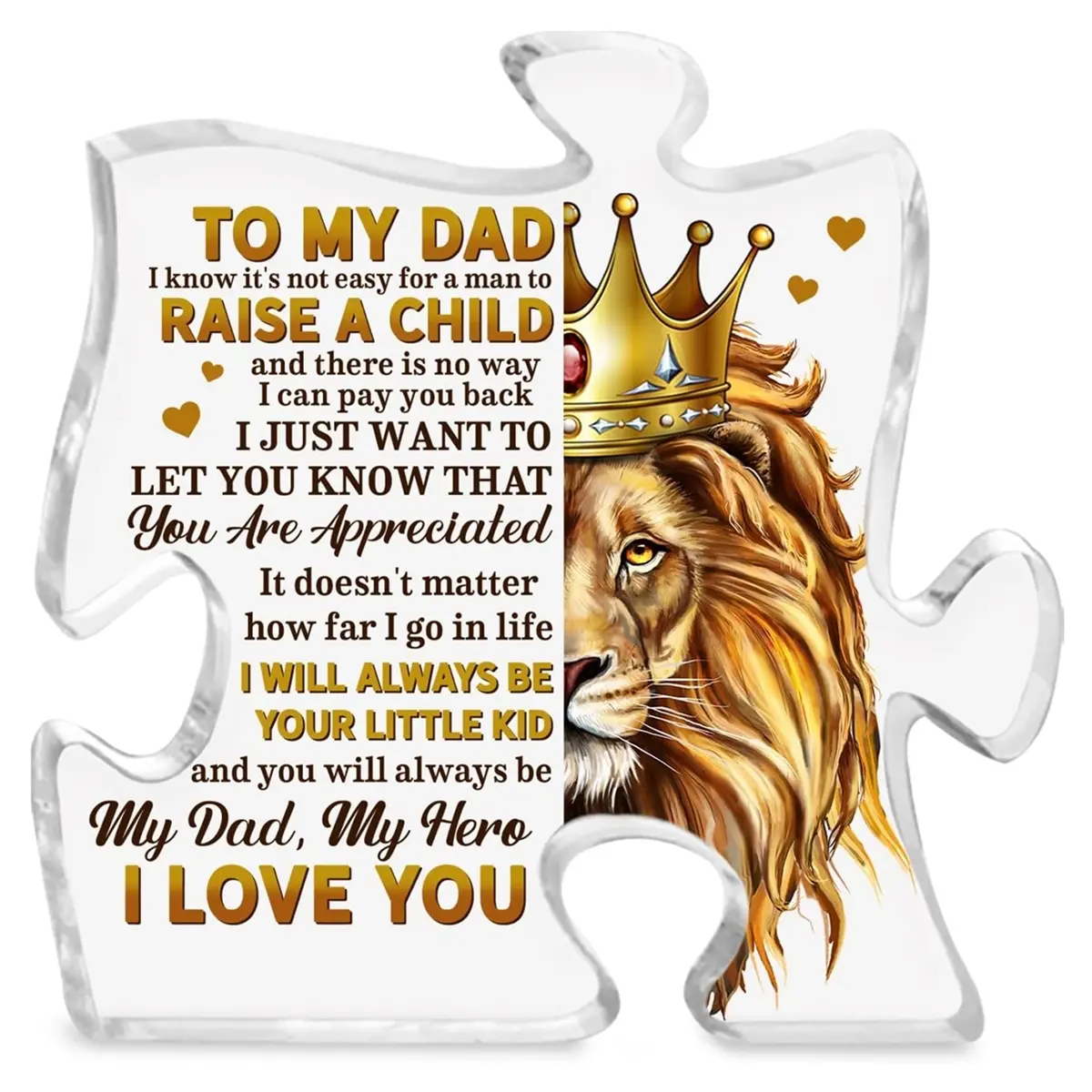 FathersDayGift for Dad & All Father Figures - Personalized Jigsaw Puzzle Acrylic Sign from Daughter/Son, Heartfelt Keepsake for Grandpa/Stepdad Decor Decoration 10*10Cm(1 Count)