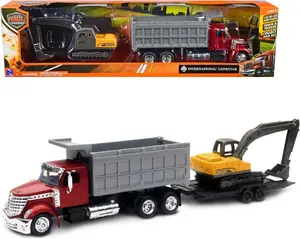 New Ray 1:43 International Lonestar Dump Truck with Excavator Collectible Diecast Vehicle