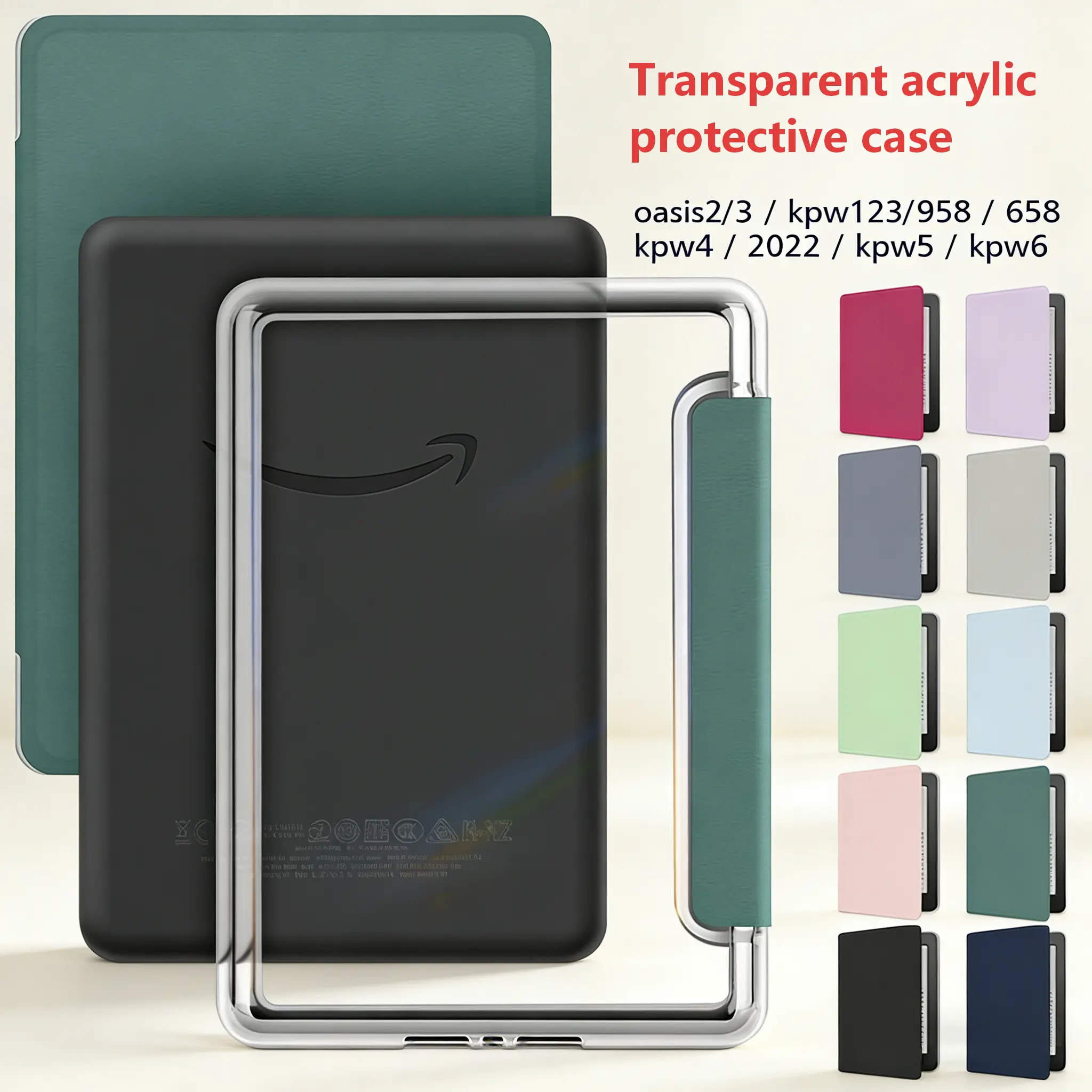 Handheld Acrylic eReader Shell for 2024 Kindle Paperwhite, 2022 Kindle Oasis - Durable Accessory with Smart Lock, Auto-Sleep/Wake Function, Wireless Charging, Battery-Friendly Protective Design, Ideal Gift for Students