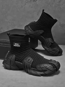 Men's Classic High Top Sock Sneakers, Breathable Comfortable Sports Running Shoes, Athletic Shoes, Athletic Footwear, Male All-match Round Toe Shoes for Daily Wear